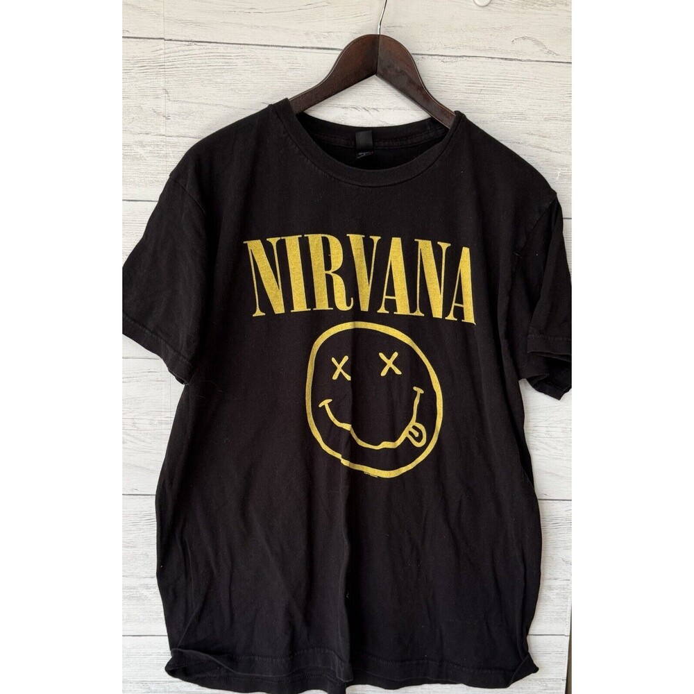 Nirvana T-Shirt Happy Face Smile Mens Size L Preowned